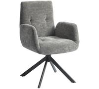 HOMCOM Fauteuil pivotant, accoudoir, Aspect Laine-Lin, Gris foncé | Fauteuil lounge, rembourré capitonné, pieds acier, salon/chambre.