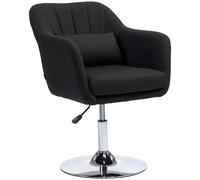 HOMCOM Fauteuil pivotant, fauteuil de bureau réglable en hauteur, polyester aspect lin, métal, 60 x 60 x 79-91 cm, noir