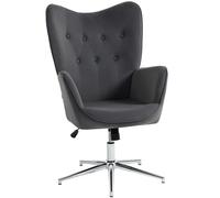 HOMCOM Fauteuil pivotant Velours Salon avec accoudoirs Gris foncé