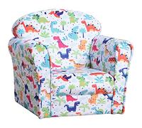 HOMCOM Fauteuil pour Enfant +12 Mois avec Dessins de fusée Structure en Bois Housse en Mousse de Flanelle 50x39x44cm Multicolore