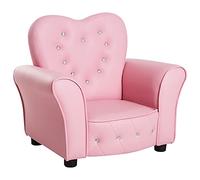 homcom Fauteuil pour enfant rembourré, fauteuil pour chambre d'enfant avec revêtement en PVC et structure en bois, 59 x 41,5 x 49 cm, rose