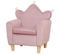 HOMCOM Fauteuil pour Enfants en Tissu Effet Velours Rose avec Dossier en Forme de Couronne, 50,2x41,9x57,8 cm