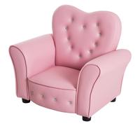 HOMCOM Fauteuil pour Enfants Imbottita, Fauteuil pour chambre d'enfant avec Revêtement en PVC et Structure en Bois, 59x41.5x49cm, Rose
