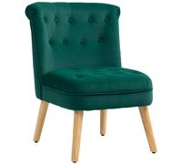 HOMCOM Fauteuil pour Salon en Velours avec Siège Rembourré et Capitonné, 60x66x79 cm, Vert