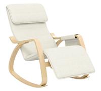 HOMCOM Fauteuil relax à bascule fauteuil allaitement avec repose-pieds réglable, poche latérale et appui-tête, blanc crème