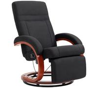HOMCOM Fauteuil Relax avec Dossier Haut, Noir | Fauteuil pivotant inclinable, dossier réglable, fauteuil lounge, accoudoirs, jusqu'à 150 kg, similicuir