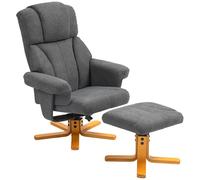 HOMCOM Fauteuil Relax avec Repose-Pied, Fauteuil de Relaxation en Velours avec Dossier inclinable, Assise rembourrée et Dossier Haut, Structure en Bois, pour Salon, Chambre, Home cinéma, Gris foncé