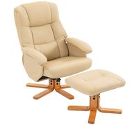 HOMCOM Fauteuil relax avec repose-pied fauteuil de relaxation pivotant 360° dossier inclinable charge 120 Kg beige