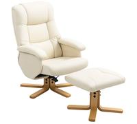 HOMCOM Fauteuil relax avec repose-pied fauteuil de relaxation pivotant 360° dossier inclinable charge 120 Kg crème