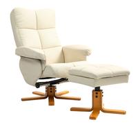 HOMCOM Fauteuil relax avec repose-pied, fauteuil de relaxation, pivotant à 360°, dossier inclinable, 80 x 86 x 99 cm, crème