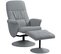 HOMCOM Fauteuil relax avec repose-pied fauteuil de relaxation relaxant pivotant 360° et dossier inclinable, 76x81x101cm, gris