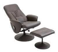 HOMCOM Fauteuil Relax avec Repose-Pieds Fauteuil de Massage Électrique Fauteuil TV Pivotant avec Pochette Latérale, Télécommande, Similicuir Marron