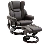 HOMCOM Fauteuil Relax avec Repose-Pieds, Fauteuil TV électrique avec Fonction Chaise Longue, Fauteuil de Massage pivotant avec télécommande, Poche latérale, pour Le Salon, Similicuir, Marron