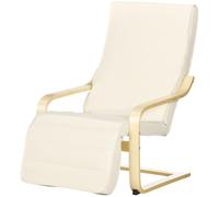 HOMCOM Fauteuil Relax Confort et Relaxation avec Repose-Pied réglable déhoussable 94 x 66,5 x 100 cm cm Bois Massif Crème