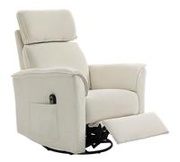 HOMCOM Fauteuil relax électrique avec fonction lit, dossier réglable, appuie-tête pour salon Blanc crème