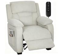 HOMCOM Fauteuil Relax Électrique, Fauteuil Inclinable, Port USB, Beige | Repose-Pieds, Poches Latérales, Appuie-Tête, Télécommande, Moteur Silencieux, 2 Positions Mémorisables, Chambre Home Cinéma