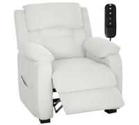HOMCOM Fauteuil Relax Électrique, Fauteuil Inclinable, Port USB, Crème | Repose-Pieds, Poches Latérales, Appuie-Tête, Télécommande, Moteur Silencieux, 2 Positions Mémorisables, Chambre Home Cinéma