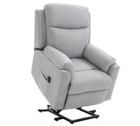 HOMCOM Fauteuil Relax électrique Fauteuil releveur inclinable avec Repose-Pied Ajustable et télécommande Tissu Polyester Aspect Lin Gris Clair