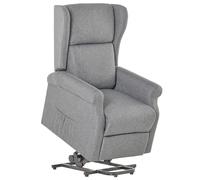 HOMCOM Fauteuil releveur inclinable avec Repose-Pied Fauteuil Relax Électrique de Relaxation électrique Ajustable avec Télécommande et Poche latérale de Rangement Lin Gris chiné