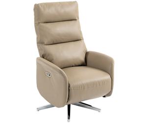 HOMCOM Fauteuil Relax Électrique Inclinable 160° Pivotant avec Repose-pieds, Prise USB et Type-C, en Cuir PU, Marron