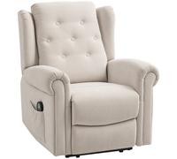HOMCOM Fauteuil relax électrique massant et chauffant avec dossier et repose-pieds réglable manuellement, poche latérale, beige