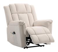 HOMCOM Fauteuil relax électrique massant et chauffant, fauteuil inclinable, dossier réglable manuellement, 85x91x104cm, beige