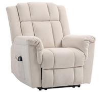 HOMCOM Fauteuil Relax électrique massant et Chauffant, Fauteuil inclinable Tissu Chenille avec Dossier et Repose-Pieds réglable manuellement, Poche latérale, pour Chambre, Salon et Home cinéma, Beige