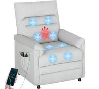 HOMCOM Fauteuil Relax électrique massant et Chauffant, Fauteuil inclinable en Velours adapté aux Animaux, Repose-Pieds, Moteur Silencieux, mémoire, Port USB, Poches latérales et télécommande, Gris