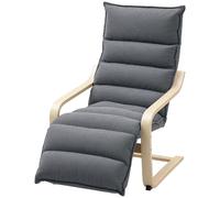HOMCOM Fauteuil Relax en Bois avec Revêtement en Velours et Repose-Pieds Réglable, Gris Foncé
