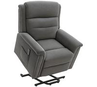 HOMCOM Fauteuil relax Fauteuil releveur électrique inclinable avec repose-pied et télécommande tissu polyester aspect lin gris 86L x 92,5P x 104H cm