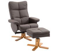 Homcom Fauteuil Relax Inclinable avec Repose-Pieds Fonction Rangement Max. 120 Kg Pied en Bois Similicuir brun Aosom France