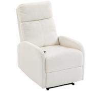 HOMCOM Fauteuil Relax Inclinable, Fauteuil de Relaxation en Peluche Teddy, Assise à Ressorts, Accoudoirs Rembourrés, Crème