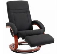 HOMCOM Fauteuil relax inclinable Fauteuil TV dossier haut accoudoirs ergonomiques repose-pieds base en bois aspect lin