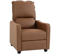 HOMCOM Fauteuil Relax Inclinable Manuel 155° avec Repose-pieds, en Cuir PU, pour Salon et Chambre, Marron foncé