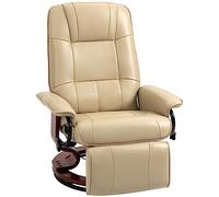 HOMCOM Fauteuil Relax Inclinable Pivotant Revêtement Synthétique Crème