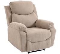 HOMCOM Fauteuil relax manuel, fauteuil moderne en tissu aspect lin avec rembourrage épais, accoudoirs et repose-pieds rembourrés, Beige
