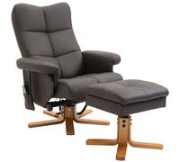 HOMCOM Fauteuil relax massant avec pouf, fauteuil de relaxation pivotant à 360°, dossier inclinable, 80 x 86 x 99 cm, marron