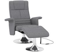 HOMCOM Fauteuil relax massant avec pouf, fauteuil TV avec dossier inclinable siège pivotant à 360° 78 x 95 x 88 cm gris foncé