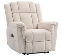 HOMCOM Fauteuil Relax électrique massant et Chauffant, Fauteuil inclinable Tissu Chenille avec Dossier et Repose-Pieds réglable manuellement, Poche latérale, pour Chambre, Salon et Home cinéma, Beige