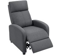 HOMCOM Fauteuil Relax Rembourré et Reclinable à 135° avec Repose-pieds en Tissu, 69x87x100.5 cm, Gris