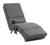 HOMCOM Fauteuil relax salon fauteuil de massage et chauffage meridienne avec télécommande et oreiller, tissu effet lin, gris