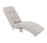 HOMCOM Fauteuil relax salon fauteuil de massage et chauffage meridienne avec télécommande et oreiller, tissu effet lin, crème