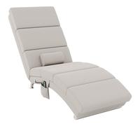 HOMCOM Fauteuil Relax Salon Fauteuil de Massage et Chauffage meridienne Chaise Longue d'intérieur, avec télécommande et Oreiller, Chambre à Coucher, Salon, Tissu Effet Lin crème