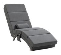 HOMCOM Fauteuil Relax Salon Fauteuil de Massage et Chauffage meridienne Chaise Longue d'intérieur, avec télécommande et Oreiller, Chambre à Coucher, Salon, Tissu Effet Lin Gris