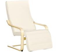HOMCOM Fauteuil Relax Chaise de Salon avec Repose-Pied réglable déhoussable Confort et Relaxation 94 x 66,5 x 100 cm Bois Massif Crème