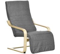 HOMCOM Fauteuil Relax Salon, Repose-Pied Réglable 94 x 66,5 x 100 cm Gris | Déhoussable, Confort et Relaxation, Bois Massif