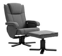 HOMCOM Fauteuil relaxant à bascule avec repose-pieds, revêtement en tissu aspect velours, fauteuil rembourré pivotant, structure en bois, Gris