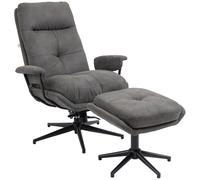 HOMCOM Fauteuil relaxant avec ottomane, fauteuil avec repose-pieds, dossier réglable ; microfibre, gris foncé
