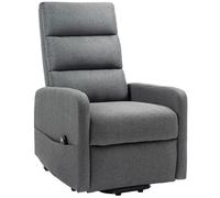 HOMCOM Fauteuil Relaxant Électrique avec Aide au Lever, Télécommande, Mousse Douce, Poche Latérale, Revêtement Aspect Lin, Gris