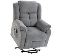 HOMCOM Fauteuil releveur avec fonction massage et chauffage lombaire, fauteuil inclinable avec télécommandes et poches latérales, gris clair